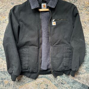 Carhartt Men's Black Bomber Jacket with Sherpa Lining